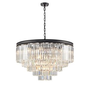 Classic quality 27 light 4 tier circular crystal chandelier in matt black