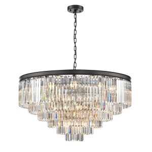 Classic quality 30 light 6 tier circular crystal chandelier in matt black