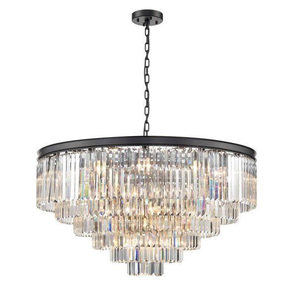 Classic quality 30 light 6 tier circular crystal chandelier in matt black