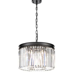 Classic quality 5 light small crystal pendant ceiling light in matt black
