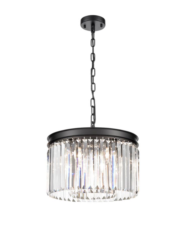 Classic Quality 5 Light Small Crystal Pendant Ceiling Light Matt Black