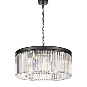 Classic quality 8 light medium crystal pendant ceiling light in matt black