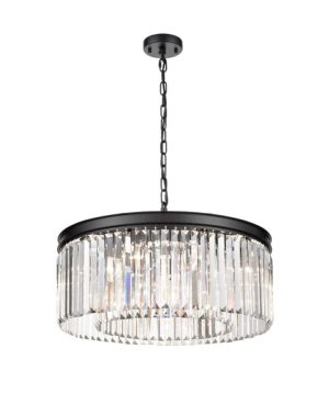 Classic quality 8 light medium crystal pendant ceiling light in matt black