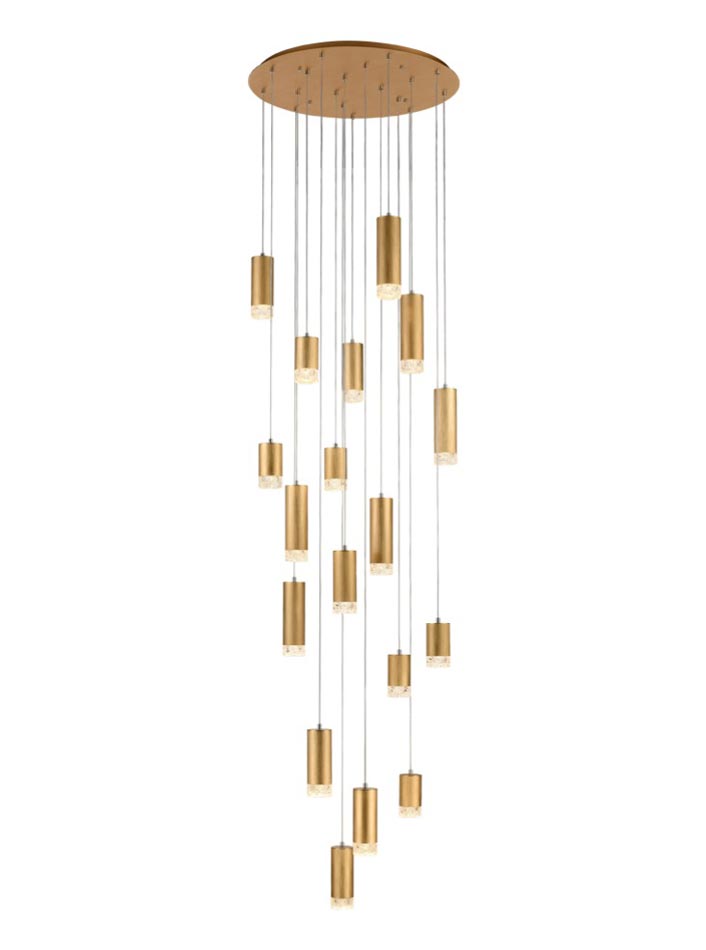 Contemporary 18 Light Large Multi Level Ceiling Pendant Satin Gold