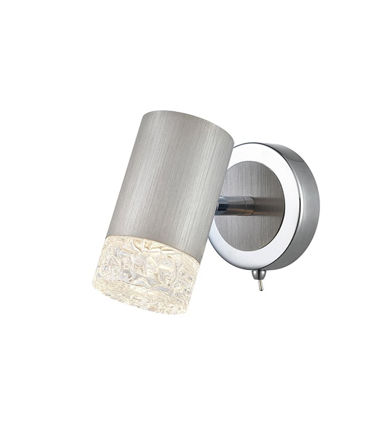 Contemporary Switched 1 Lamp Adjustable Single Wall Light Satin Nickel
