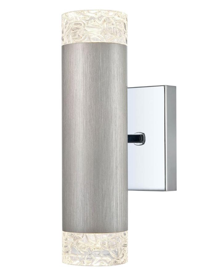 Contemporary 2 Lamp Twin Up & Down Wall Washer Light Satin Nickel