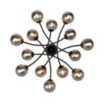 Modern Industrial Style 14 Lamp Semi Flush Low Ceiling Light Matte Black