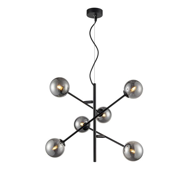 Modern Industrial 6 Light Ceiling Pendant Matte Black Adjustable Arms