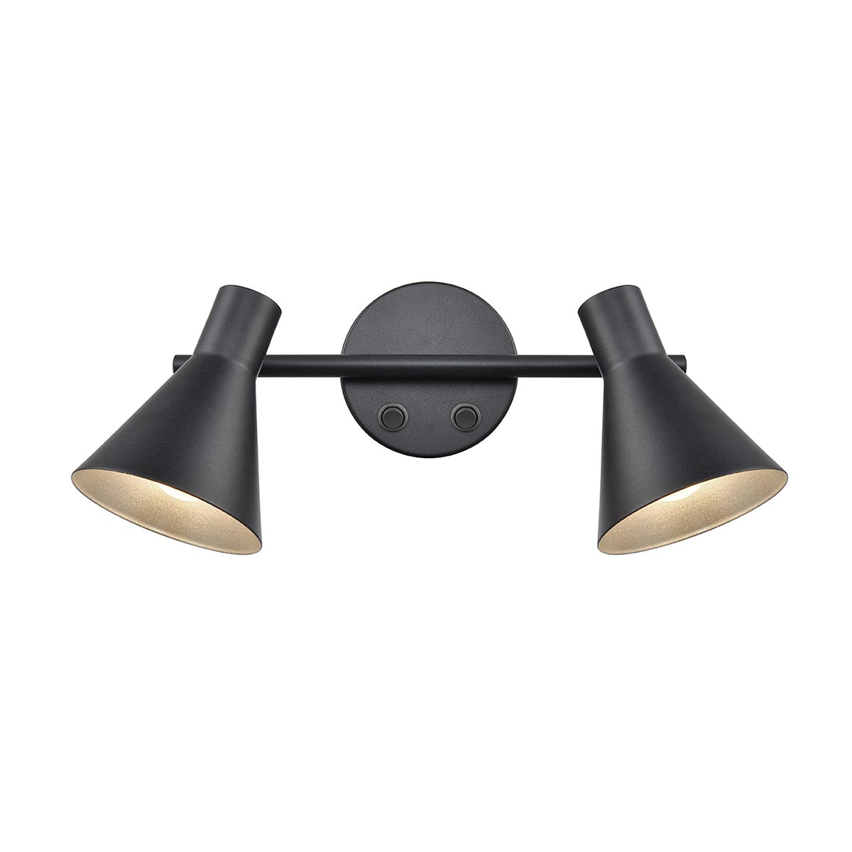 Retro Switched 2 Lamp Twin Wall Spot Light Matt Black & Silver