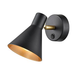 Retro style switched single wall spot light matt black & gold main image