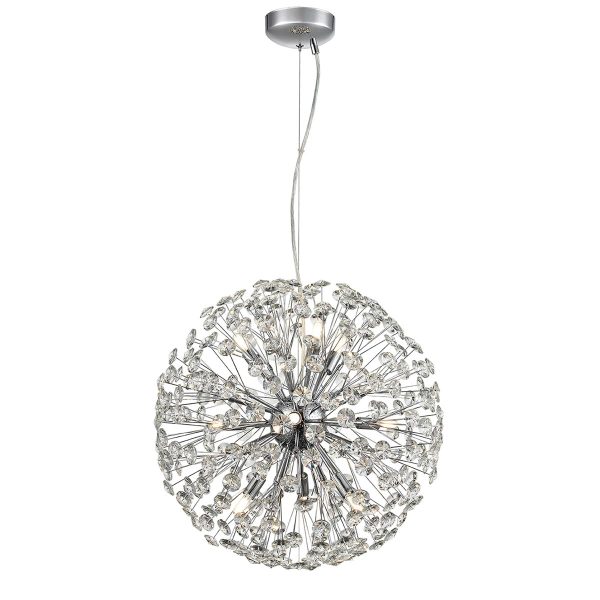 Modern 9 light large 50cm crystal sphere ceiling pendant in polished chrome main image