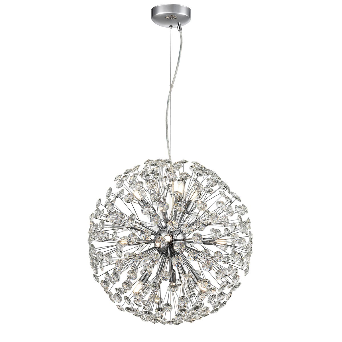 Modern 9 Light Large 50cm Crystal Sphere Pendant Polished Chrome