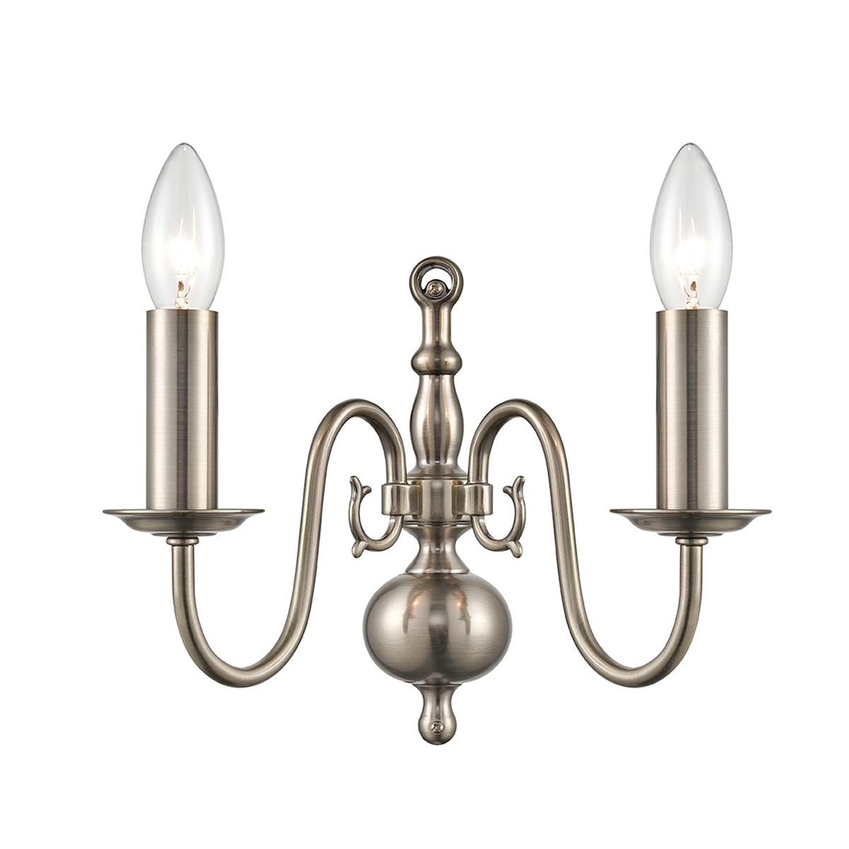 Classic Flemish Style 2 Lamp Twin Wall Light Pewter Finish