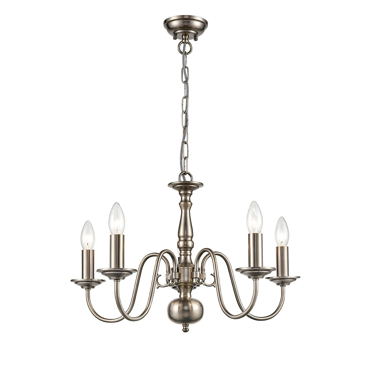 Classic Flemish Style 5 Light Traditional Chandelier Pewter Finish