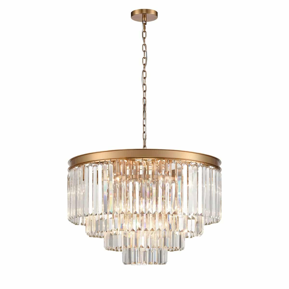 Classic Quality 20 Light 4 Tier Circular Crystal Chandelier Satin Brass