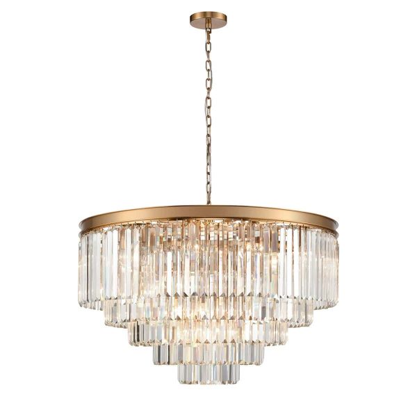 Classic quality 27 light 4 tier circular crystal chandelier in satin brass