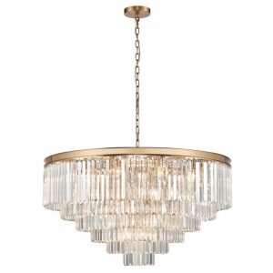 Classic quality 30 light 6 tier circular crystal chandelier in satin brass