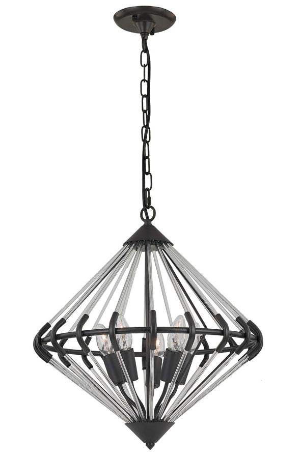 Modern Industrial Style 5 Light Ceiling Pendant Antique Glass Rods