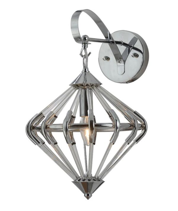 Modern Industrial Style 1 Lamp Single Wall Light Chrome Glass Rods