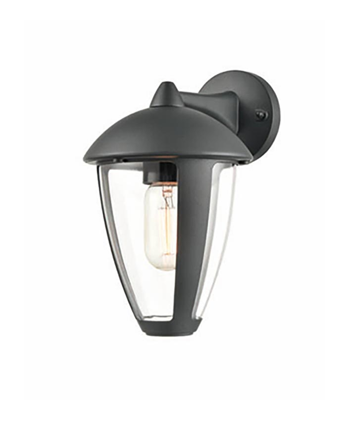 Modern 1 Light Exterior Wall Down Lantern Clear Shade Charcoal IP54