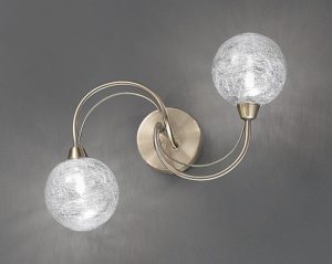 Franklite FL2328/2 Gyro 2 light twin wall light in bronze finish with clear glass spheres