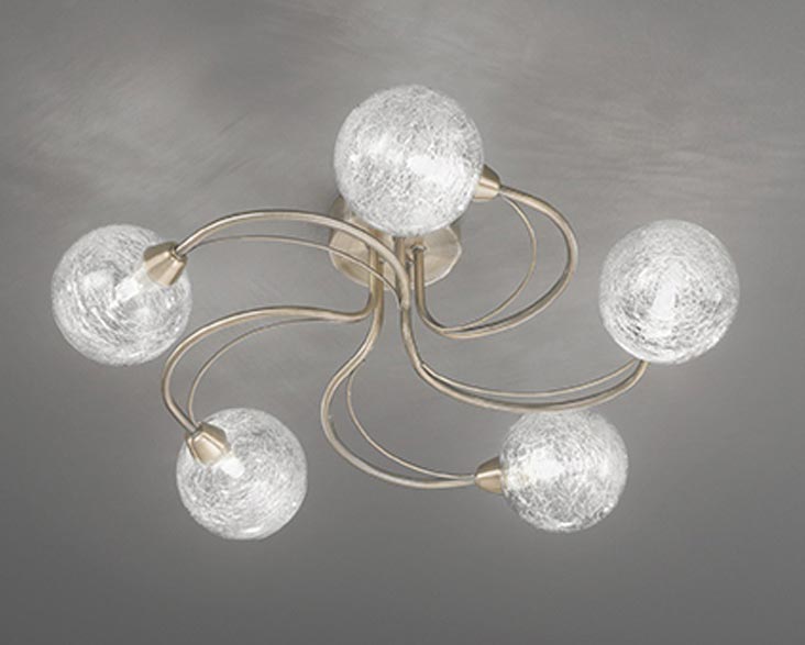 Franklite Gyro 5 Light Semi Flush Ceiling Light Bronze Finish Spun Glass