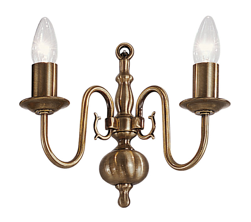 Flemish Style 2 Light Traditional Twin Wall Light Bronzed Solid Brass