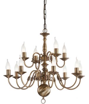 Franklite PE79312 Halle 12 light 2-tier chandelier in bronzed solid brass