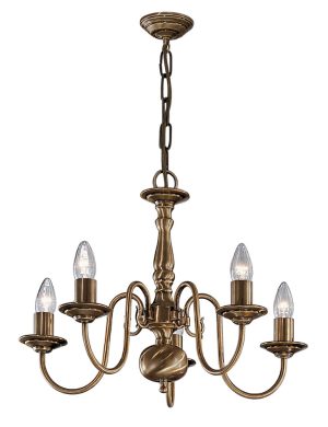 Franklite PE7935 Halle 5 light traditional chandelier in bronzed solid brass