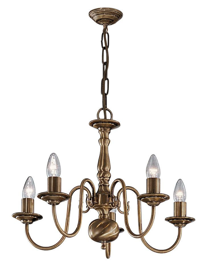 Flemish Style 5 Light Traditional Chandelier Bronzed Solid Brass