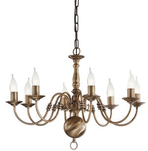 Franklite PE7938 Halle 8 light traditional chandelier in bronzed solid brass