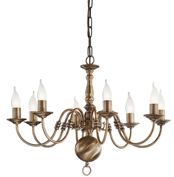 Franklite PE7938 Halle 8 light traditional chandelier in bronzed solid brass