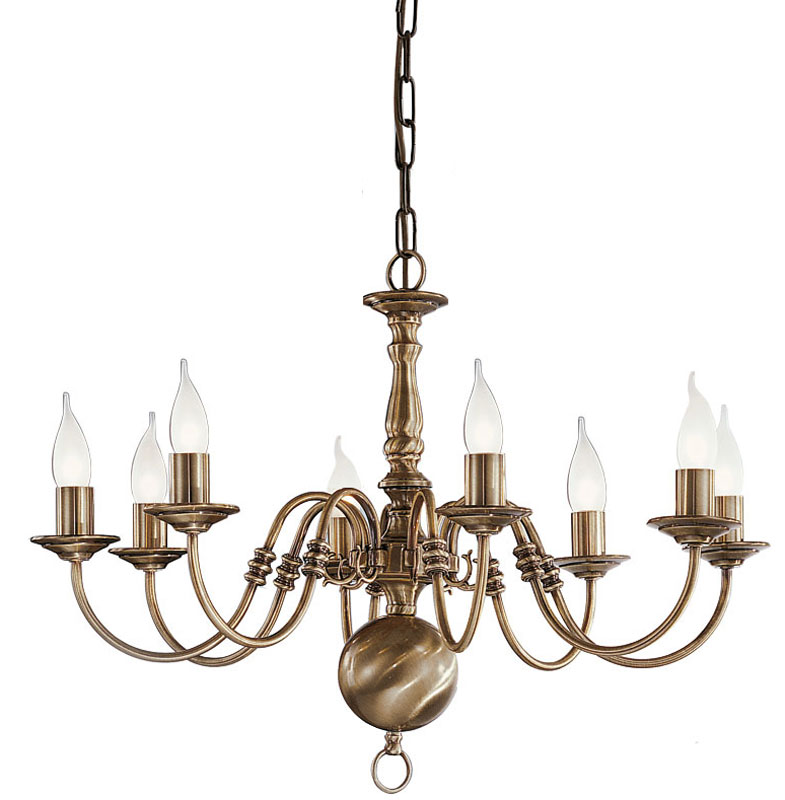 Flemish Style 8 Light Traditional Chandelier Bronzed Solid Brass