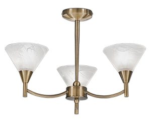 Franklite FL2251/3 Harmony 3 arm semi flush ceiling light in bronze finish with alabaster effect glass shades