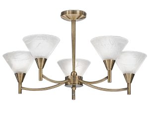 Franklite FL2251/5 Harmony 5 arm semi flush ceiling light in bronze finish with alabaster effect glass shades