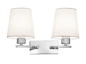 Franklite FL2082/2/1123 Hexx twin wall light in polished chrome with cream shades