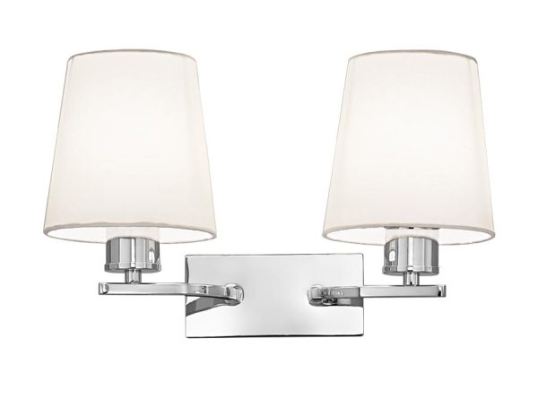 Franklite FL2082/2/1123 Hexx twin wall light in polished chrome with cream shades