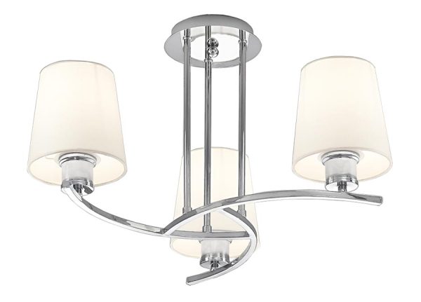 Franklite FL2082/3/1123 Hexx semi flush ceiling 3 light polished chrome tapered cream shades