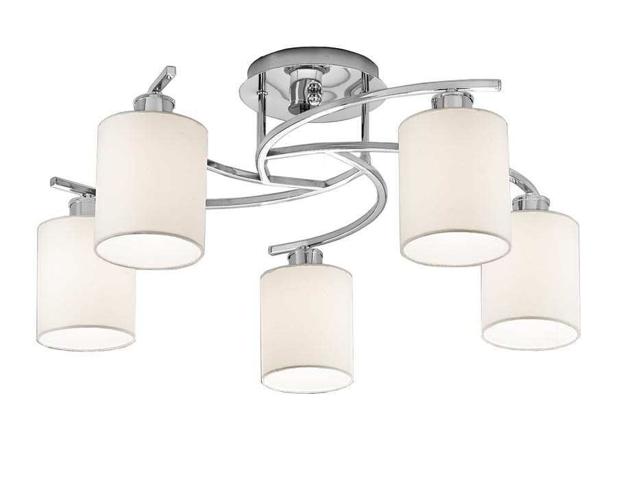 Franklite Hexx Semi Flush Ceiling 5 Light Polished Chrome Cream