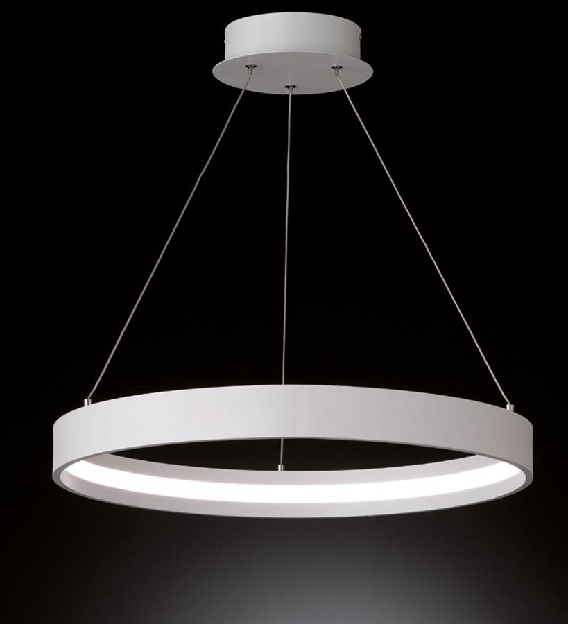 Contemporary 30w Warm White LED Circular Ceiling Pendant Ivory Finish
