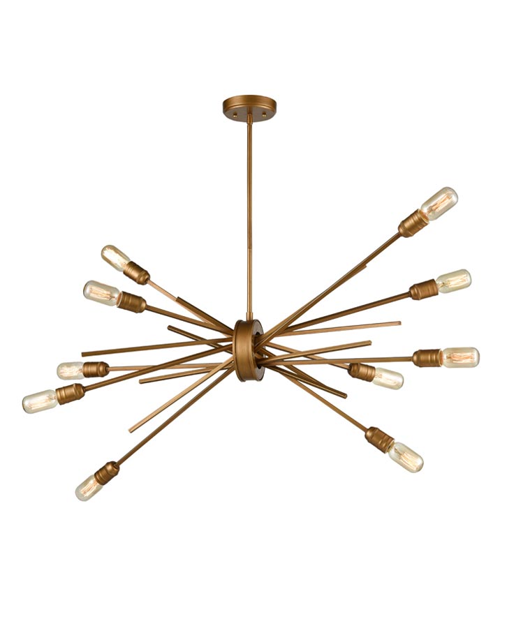 Modern Industrial Style 10 Lamp Pendant Ceiling Light Antique Gold