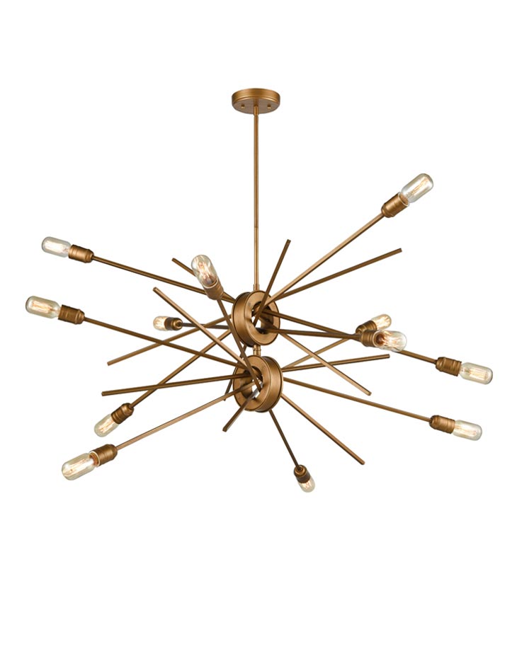 Modern Industrial Style 12 Lamp Pendant Ceiling Light Antique Gold