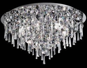 Franklite CF5718 Jazzy 6 lamp large flush mount crystal ceiling light in polished chrome