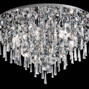 Franklite CF5718 Jazzy 6 lamp large flush mount crystal ceiling light in polished chrome