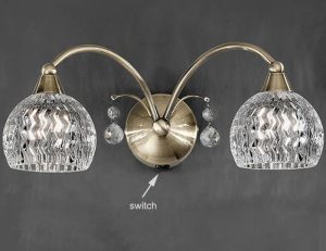 Franklite FL2296/2 Jura twin switched wall light in bronze with cut glass shades and crystal