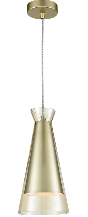 Classic 1 Light Ceiling Pendant Gold Conical Champagne Glass Shade