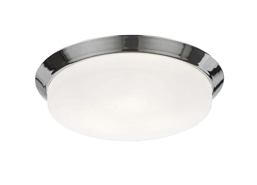 Large 3 Lamp Flush Bathroom Ceiling Light Chrome Matt Opal Glass IP44