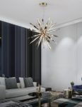 Contemporary 30 Light Dimmable LED Starburst Ceiling Pendant Gold