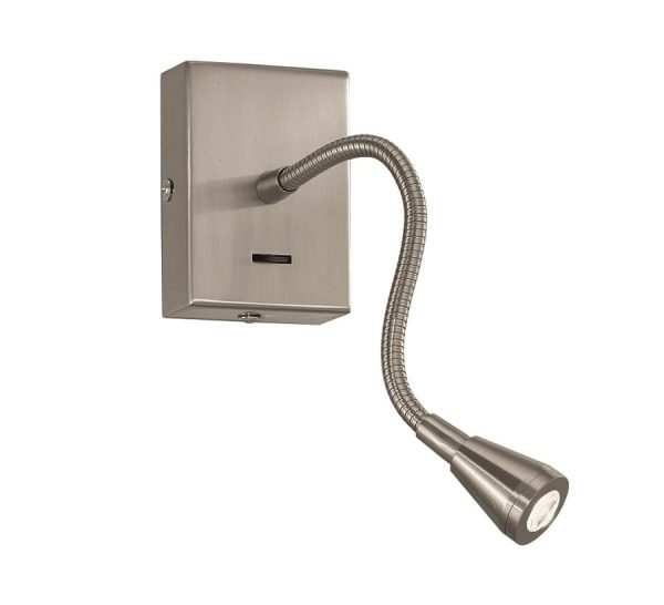 Satin Nickel Finish Flexible Switched LED Wall Mounted Reading Light
