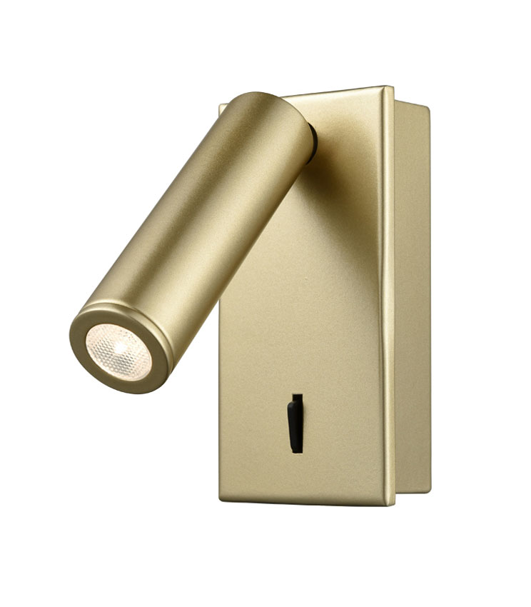 Modern Adjustable 3w LED Switched Wall Reading Light Matt Gold